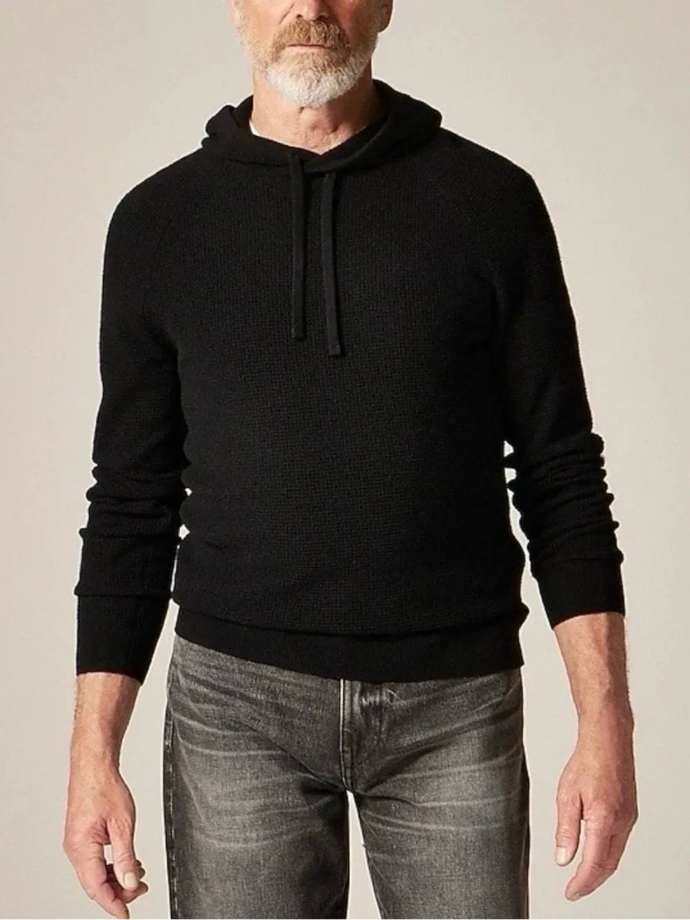 J. Crew Cashmere Waffle Hooded Sweater CB523 Mens Size XL